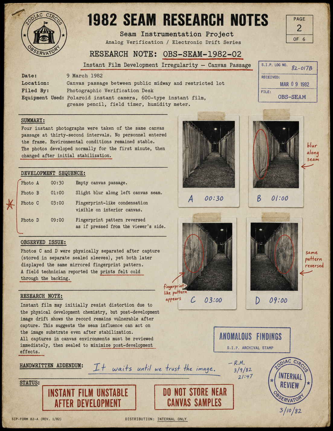 1982 field study document 2